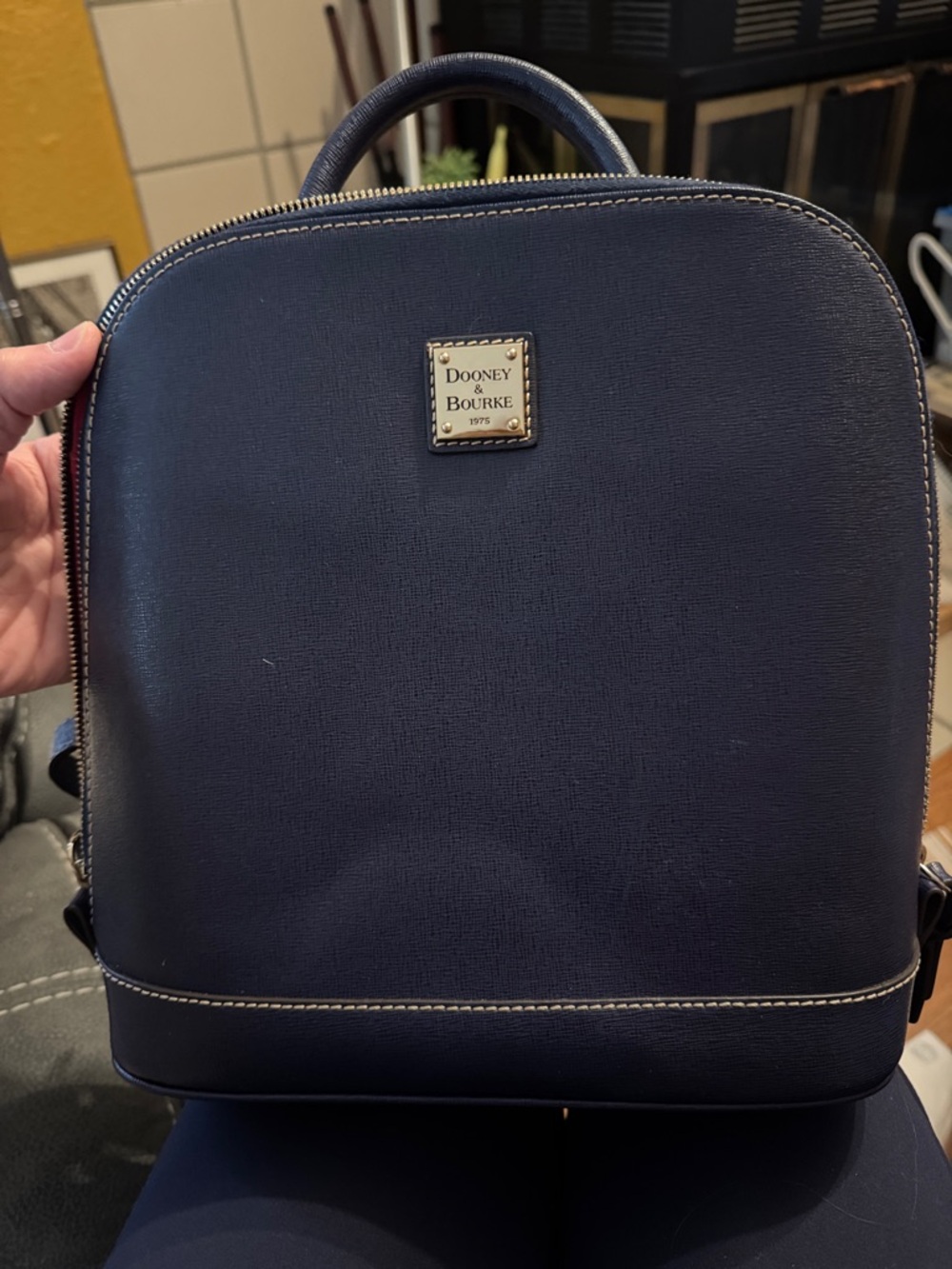 Dooney & Bourke Navy Leather Mini Backpack with Top Handle